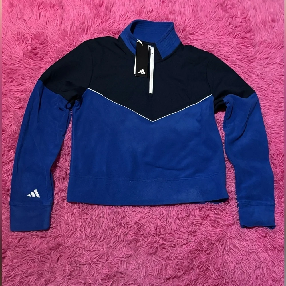 Adidas Pullover Quarter Zip Pullover Long Sleeve Fleece Crop 1/4 Jacket